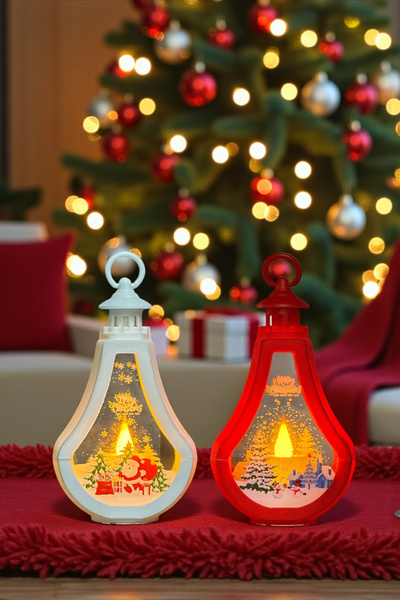 Zemtigo 1 Adet Yılbaşı Noel Fener Alevli Yapay Mum Pilli Led Kandil Asılabili...