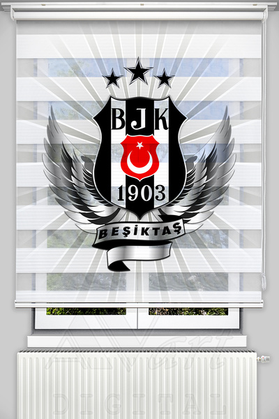 Avart Digital Siyah Beyaz Kartal Baskılı Zebra Perde - Dijital Baskılı Zebra Stor Perde