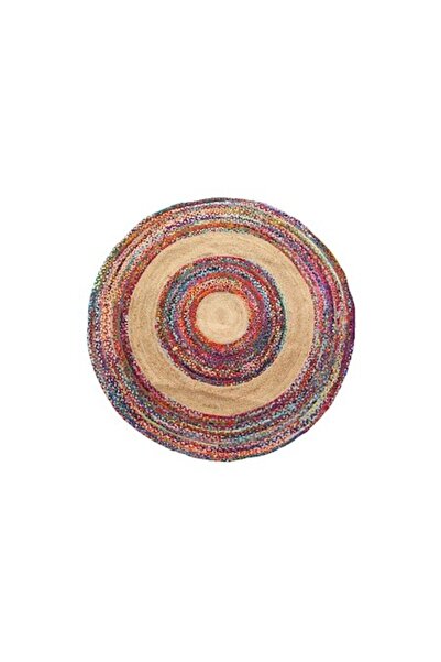DKD Home Decor Covor multicolor (poliester/bumbac/iută) 200 x 200 x 0,7 cm