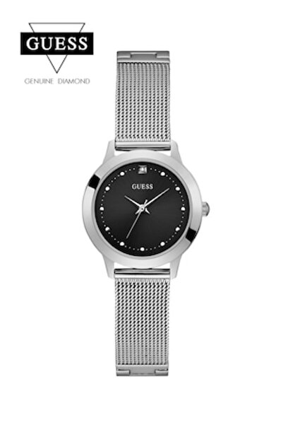 Guess Ceas analogic cu diamant pe cadran, argintiu