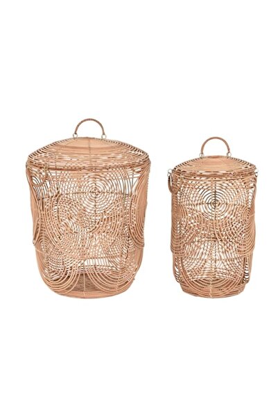DKD Home Decor Set of Baskets Tropical, Light Brown, 45x45x57cm
