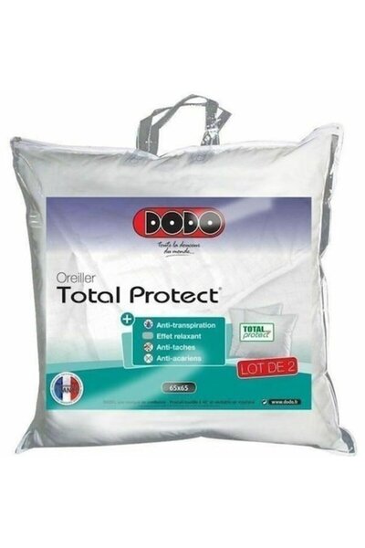 Dodo Set of 2 Total Protect Pillows, Antiperspirant, White, 65x65 cm
