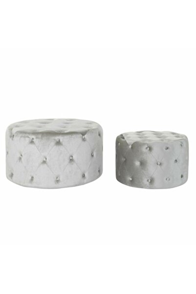 DKD Home Decor Set of 2 stools, DKD Home Decor, Glamour, Grey Velvet, 80x80x4...