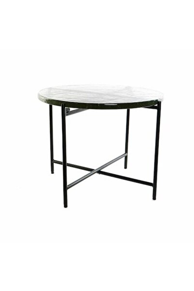 DKD Home Decor Side Table, Metal/Crystal, 50x50x42 cm, Black