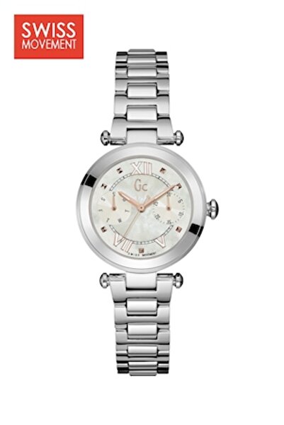 GC analog watch with stud-appliqué dial, Silver