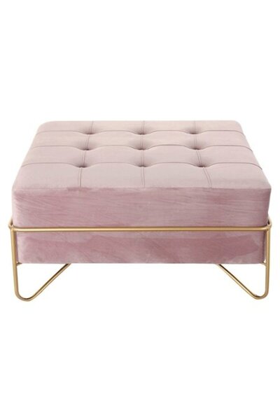 DKD Home Decor bancă/scaun, poliester și catifea, roz-auriu, 80x80x42cm