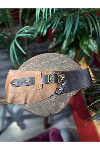 Yılday Gür Butik Margaux Hakiki Deri Bohem Bel Kemeri | El Yapımı Taba & Krem