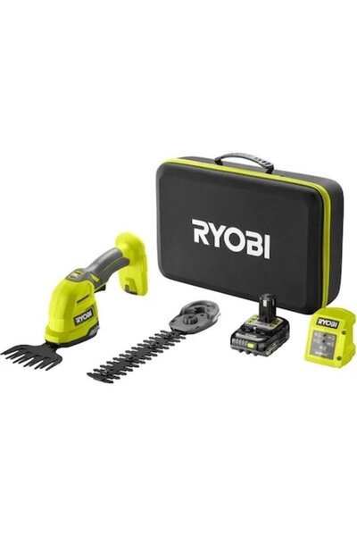 Ryobi Foarfece de grădină de 18 V, baterie de 2,0 Ah, încărcător de 1,5 A, se...