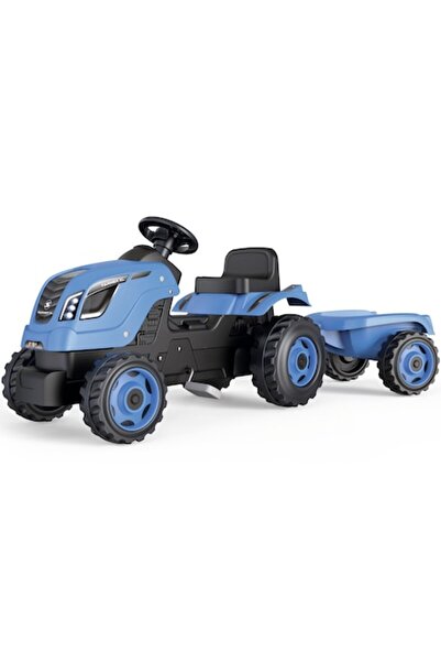 Smoby Farmer XL Pedal Tractor with Trailer, Blue