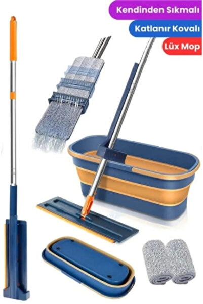 ozbience Pratik Katlanabilir Temizlik Mopu ve Tekerlekli Kova Seti