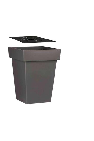 Ibergarden Set de 6 ghivece cu auto-udare, plastic, gri, 37x51x37 cm