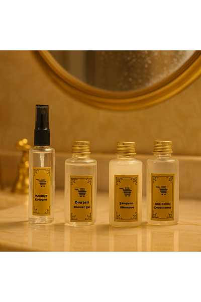 ozbience Pratik Seyahat Seti, 4'lü, 0.50 ml, Kolonya, Duş Jeli, Saç Kremi, Şa...