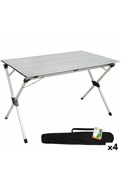 AKTİVE Masă pliabilă din aluminiu 110x70x70cm (set de 4), argintie, ușor de c...