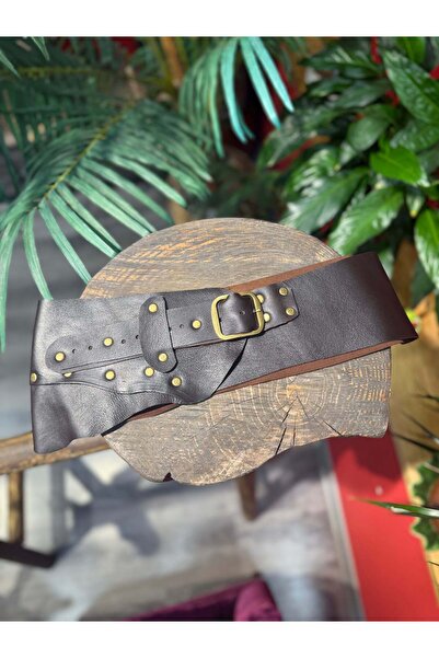 Yılday Gür Butik Lakle Hakiki Deri El Yapımı Bohem Kemer – Kahverengi