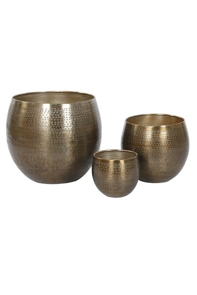 Home Esprit Set ghivece, aluminiu, auriu, 47x47x40,5 cm