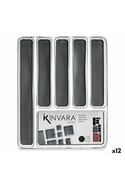 kinvara Cutlery organizer recycled plastic grey 32.3 x 4.5 x 40 cm (12 pieces)