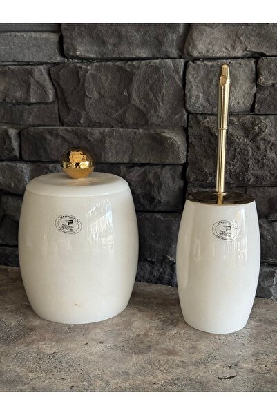 ozbience Şık Oval Model İkili Banyo Takımı, Beyaz Mermer Tasarım, Zarif ve Mo...