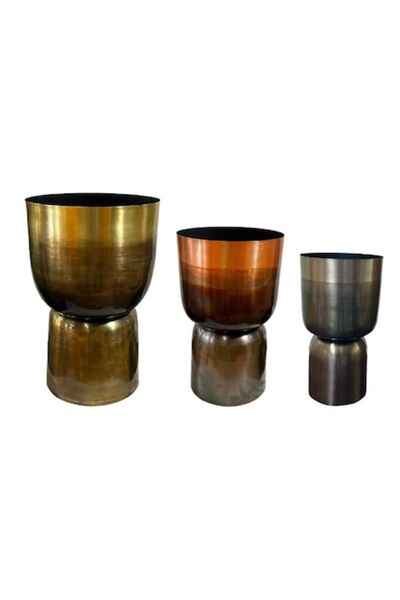 Home Esprit Set de 3 ghivece decorative, Home Esprit, metal, 40 x 40 x 62 cm,...