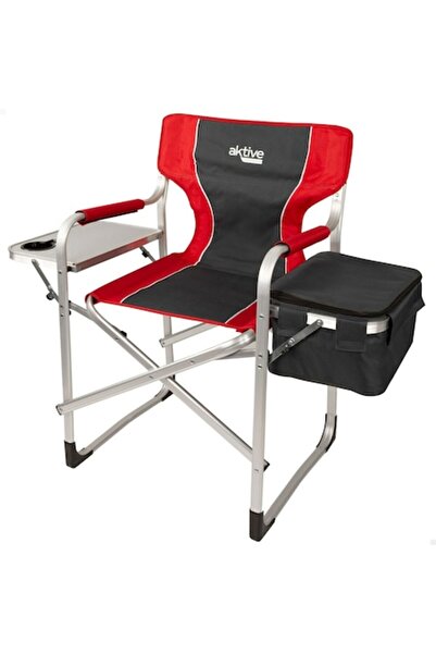 AKTİVE Folding Camping Chair, Set of 2, Gray-Red, 61x92x52 cm