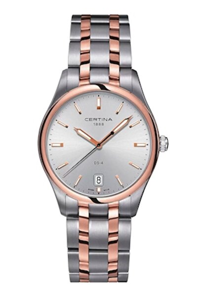Certina ceas bicolor din oțel inoxidabil, auriu roz și argintiu