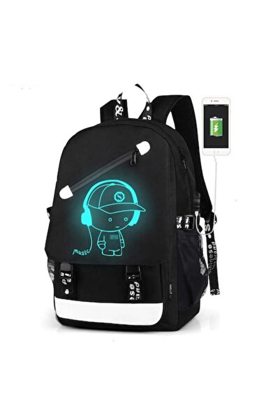 OEM Smart Waterproof Backpack with Phosphorescent Design, USB Charging & Headphone Port (Music Boy)