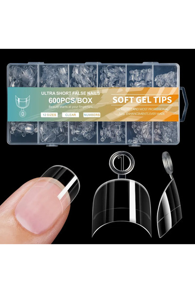Choice 600 قطعة 02 600 قطعة/صندوق أظافر صناعية فرنسية قصيرة جدًا مضغوطة على أ...