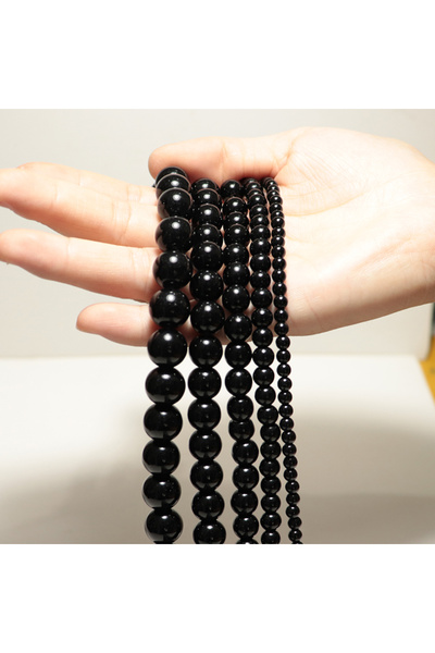 Choice حجر أوبسيديان طبيعي من الدرجة الأولى، أسود لامع، دائري، سائب، بأحجام 4...