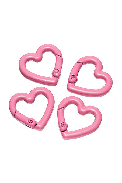 Choice مشبك معدني على شكل قلب زنبركي قابل للفتح، 5 قطع، وردي غامق، مقاس 21×22...