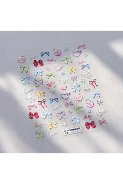 NAILFYOU ملصقات أظافر فنية ملونة رقيقة على شكل قلب أرنب TS3952 5D DIY على شكل...