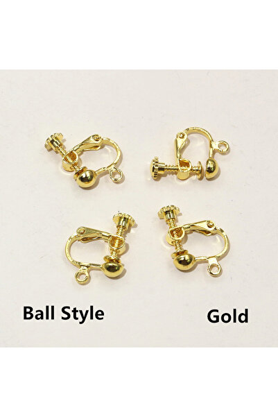 Choice مجموعة من 10 قطع من مشبك الأذن على شكل كرة ذهبية مقاس 15 × 13 مم مع مس...
