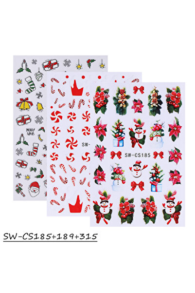 Choice SW-CS185 189 315 2/3 قطع ملصقات أظافر عيد الميلاد على شكل رجل ثلج كرتو...