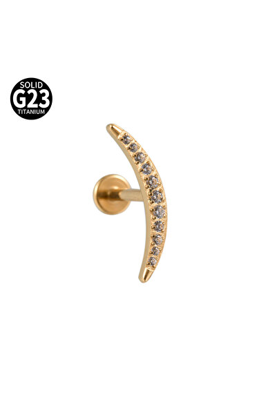 Choice آذان هندسية 1.2 × 8 مم ذهب E 1 قطعة G23 تيتانيوم صلب CZ زهرة قمر غضروف...