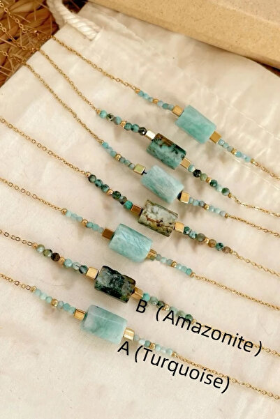 Choice سوار فيروزي طبيعي قابل للتعديل من CCGOOD بخرز أمازونيت AA ومشبك مطلي ب...