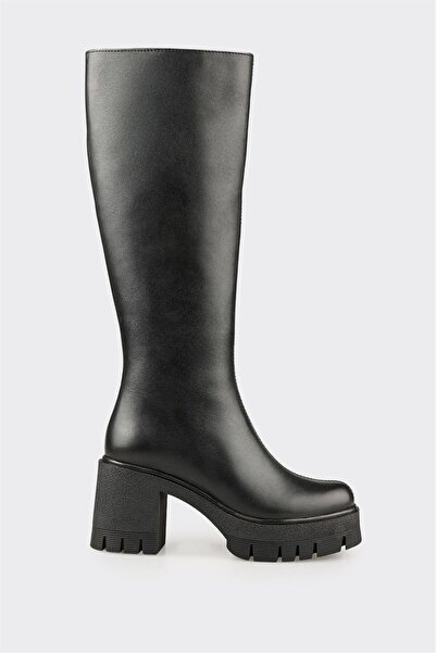 Elle Shoes Siyah Deri Kadın Çizme