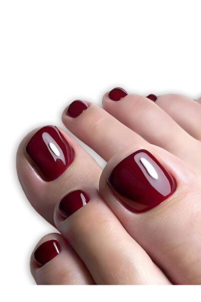 Choice army green 24 PCS Red/White/Black/Yellow/Wine Red Toenails Fake Toe Na...