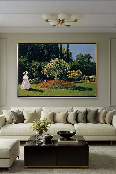 Wallivo Claude Monet "Bahçedeki Kadın" | Empresyonist Bahçe Manzarası Gold Me...