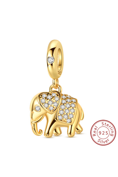 Choice KTC1914 Original 925 Silver Charms Beads Pendent Dolphin Golden Elepha...