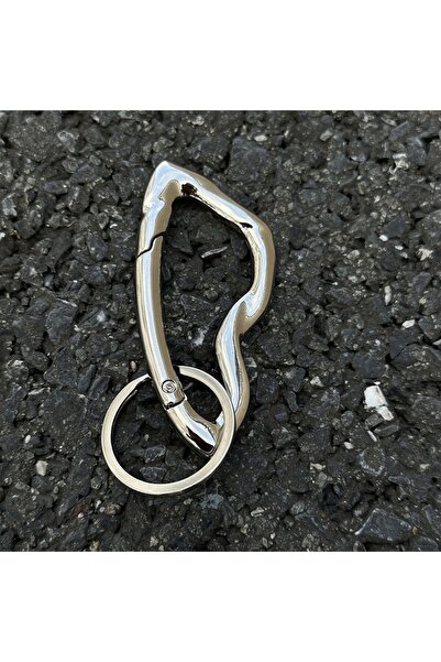 Choice سلسلة مفاتيح معدنية ملتوية فضية اللون مع مشبك قفل قوطي لحلقة مفاتيح ال...