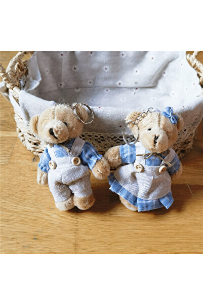 Choice ملابس كرتونية زرقاء للأولاد والبنات على شكل دب لعبة قطيفة سلسلة مفاتيح...