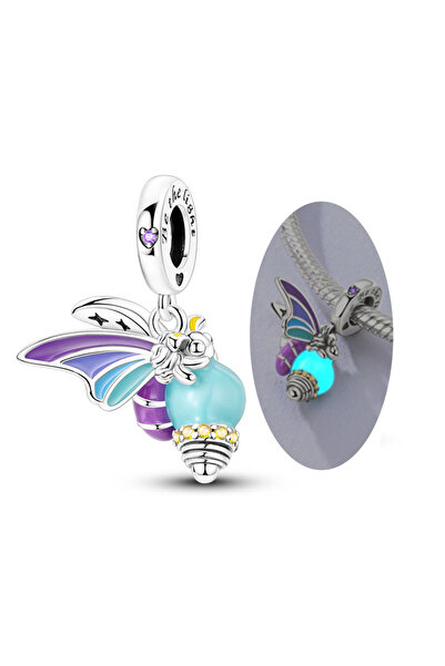 Choice KTC1437 925 فضة استرلينية خرز قلادة يراعة مضيئة فراشة سحر يناسب سوار ا...