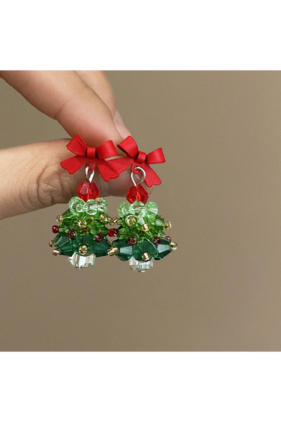 Choice أقراط على شكل شجرة عيد الميلاد على شكل كرة بوم بوم لطيفة على شكل قوس ندفة الثلج على شكل أيل مجوهرات أنيقة رائعة لعيد الميلاد للنساء