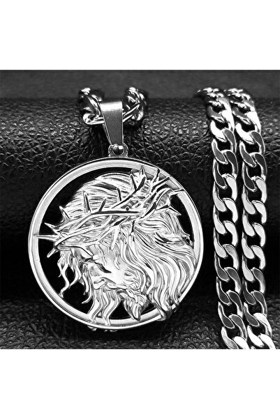 Choice قلادة رجالية من الفولاذ المقاوم للصدأ على شكل تاج الشوك من NK SR مقاس ...