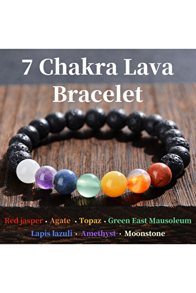 Choice سوار قطعة واحدة من سوار حجر بركاني مكون من سبعة شقرا، يمكنه تخفيف التوتر وله طاقة