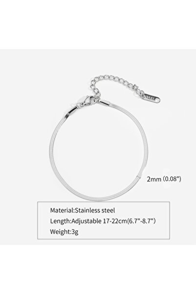 Choice 2mm Silver Color 3mm Silver Color Stainless Steel Flat Chain Bracelet ...