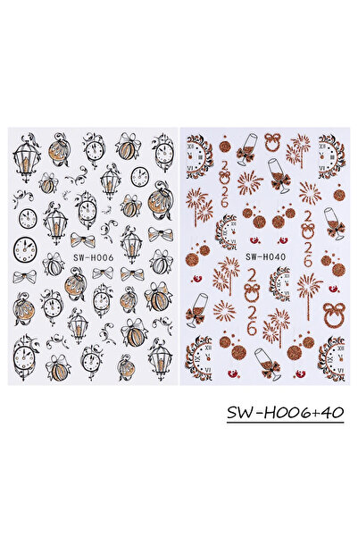 Choice SW-H006 40 2pcs Christmas Nail Stickers Glitter Gold Fireworks Champag...