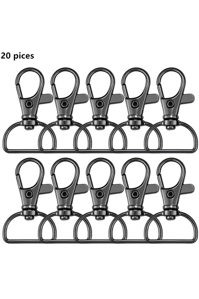 Choice 20PCS black 20PCS Swivel Hook Key Chain Clip Hook D-Ring Clip Lanyard ...