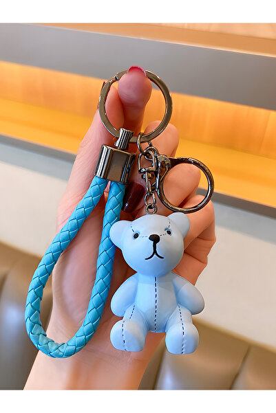 Choice سلسلة مفاتيح زرقاء لطيفة على شكل دمية دب صغير كرتونية إبداعية رائعة لفتاة لطيفة على شكل زوجين على حقيبة الظهر قلادة Ke