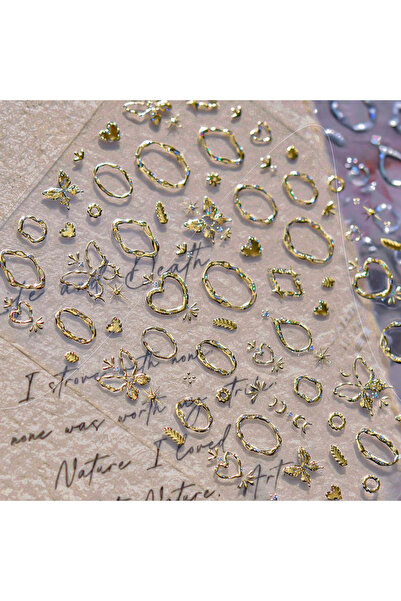 Choice ملصقات أظافر فنية على شكل فراشة ذهبية خماسية الأبعاد MS840XTJ، قلوب ون...