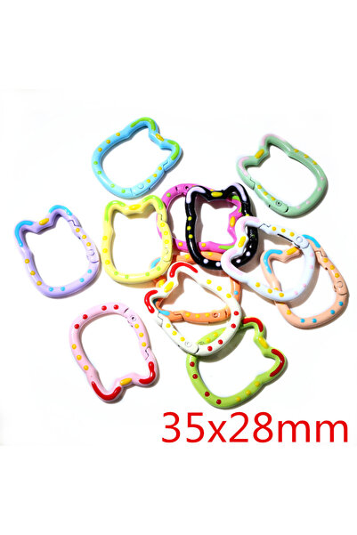 Choice I4-13 10pcs Random Colors Mix Heart Round Cat Shape Keychain Key Rings...