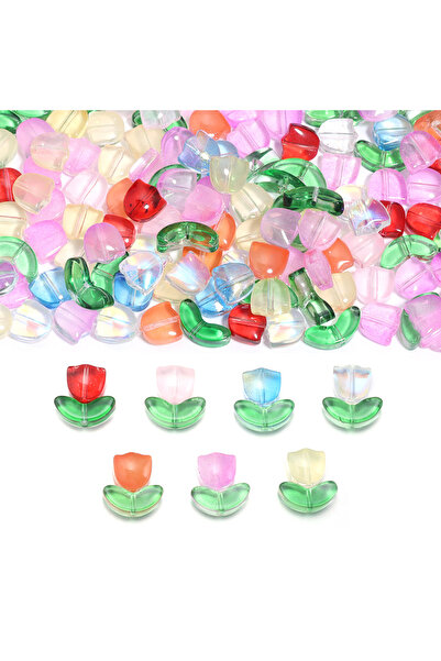 choice2 30pcs randomly 30pcs/Lot 9mm Tulips Flower Lampwork Beads Multicolor ...